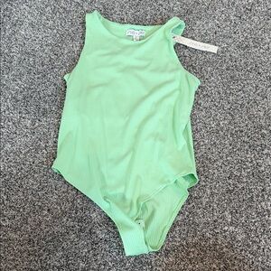 She + Sky Mint Green Ribbed Tank One-Piece Bodysuit